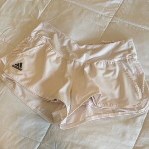adidas Women’s Light Pink Athletic Shorts with Mesh Panels